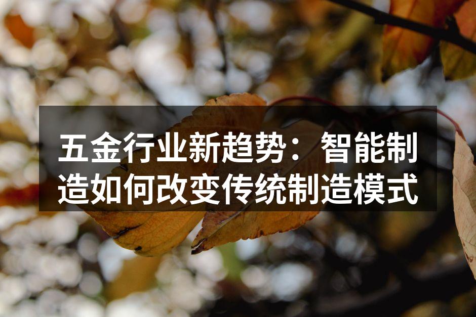 五金行业新趋势:智能制造如何改变传统制造模式